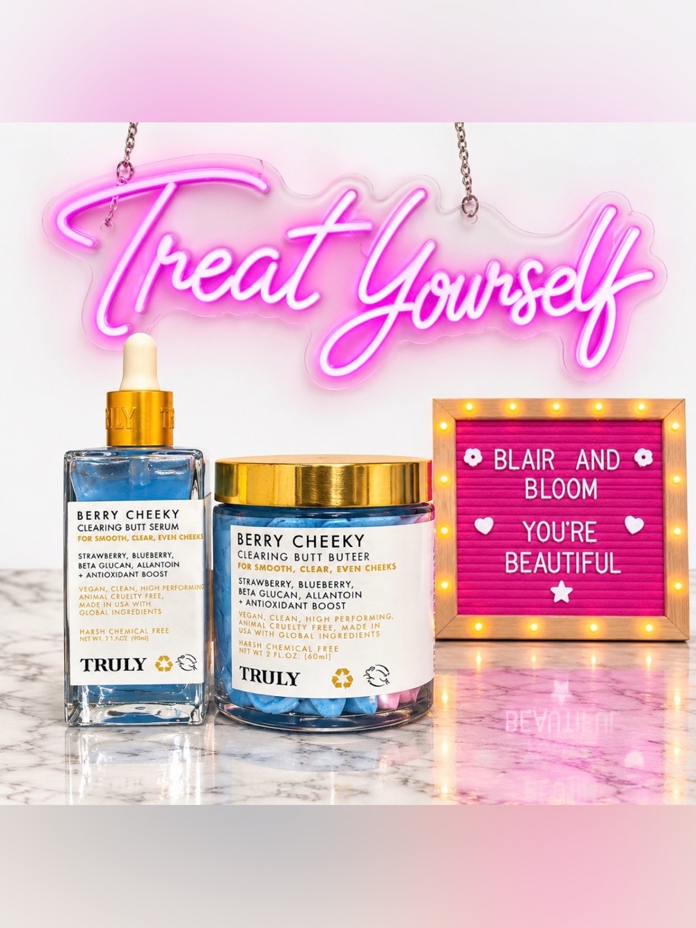 Truly Beauty Berry Cheeky Butter, Serum & Polish Bundle -Discontinued- FREE ITEM